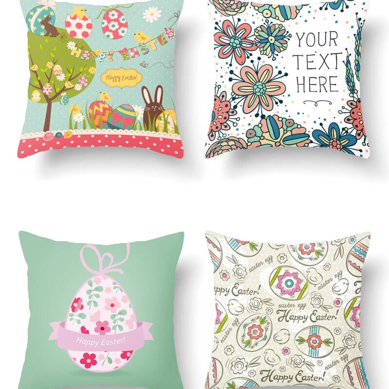 

1pc Flower & Egg Print Cushion Cover Without Filler, Multicolor