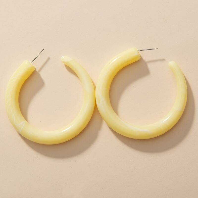 

1pair Cuff Hoop Earrings, Yellow