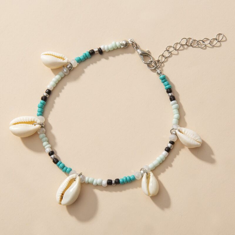 

1pc Shell Decor Beaded Anklet, Multicolor