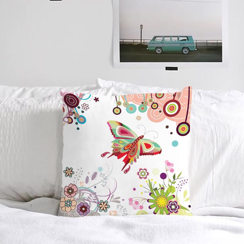 

Butterfly Print Cushion Cover Without Filler, Multicolor