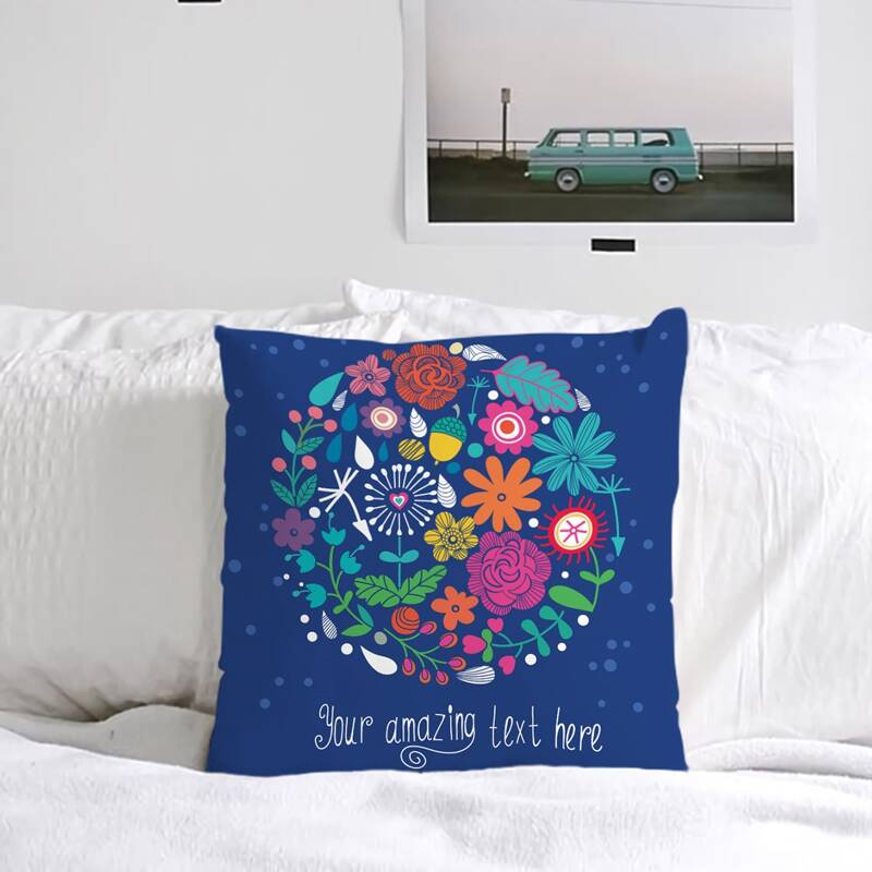 

Flower Print Cushion Cover Without Filler, Multicolor
