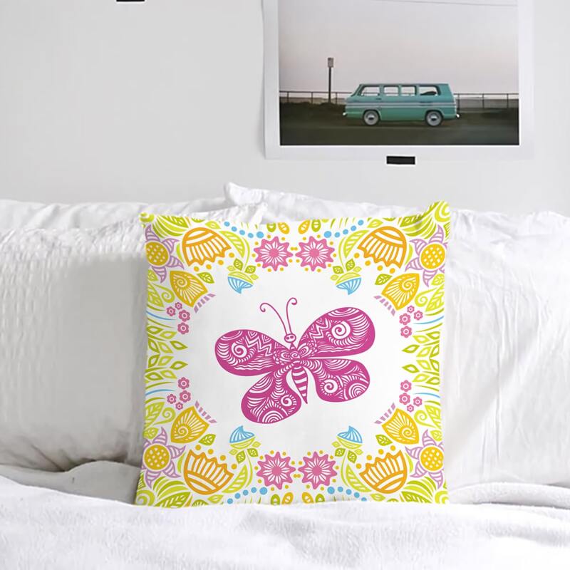 

Butterfly Print Cushion Cover Without Filler, Multicolor
