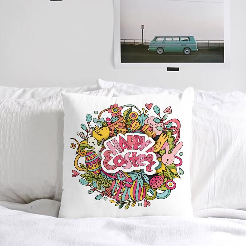 

Cartoon Graphic Cushion Cover Without Filler, Multicolor