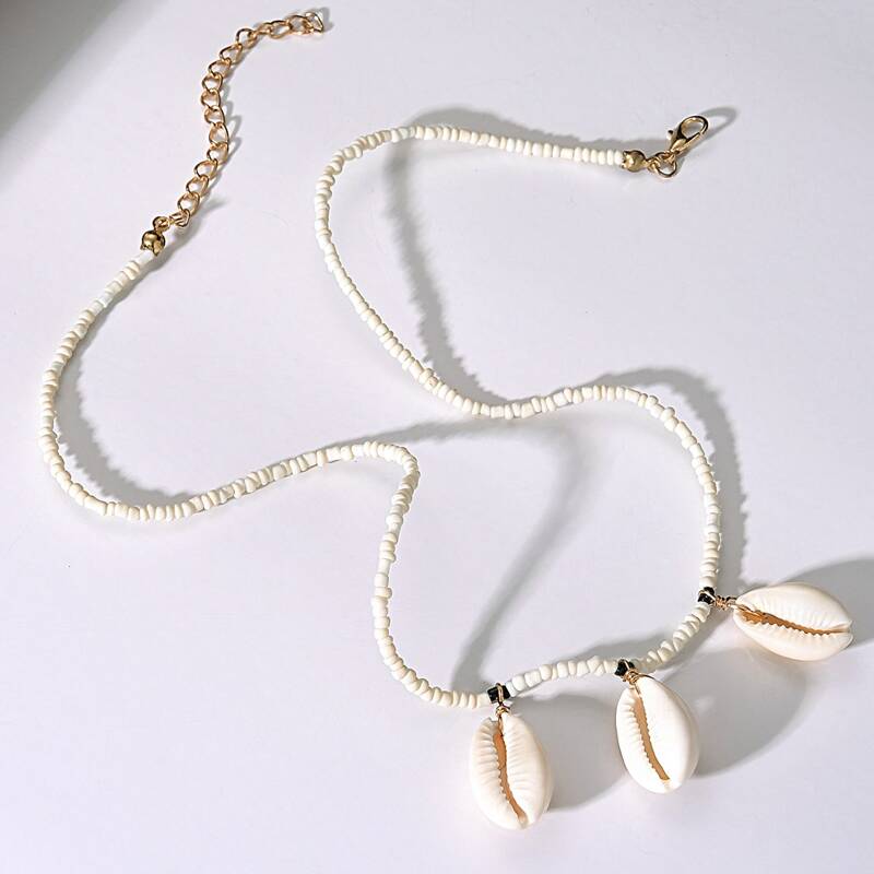 

1pc Shell Beaded Necklace, White
