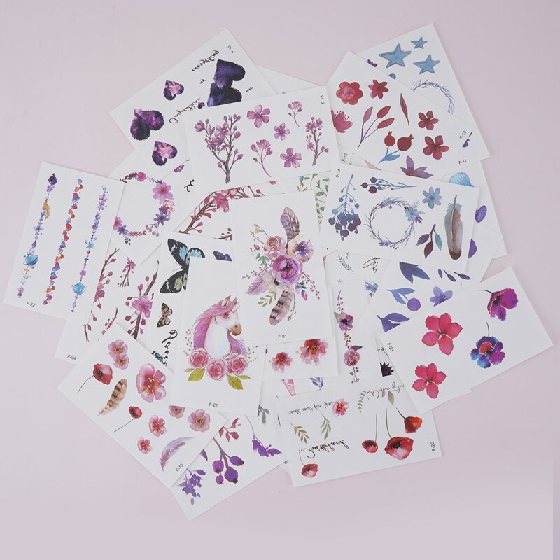

30pcs Floral Pattern Tattoo Sticker, Multicolor