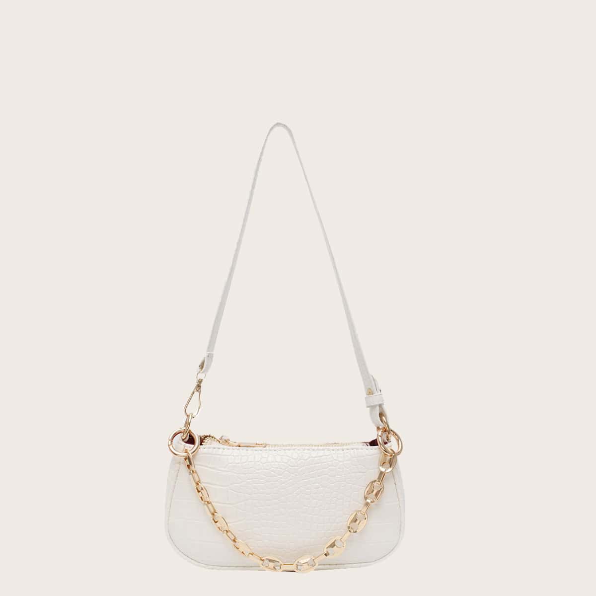 

Croc Embossed Tote Bag, White