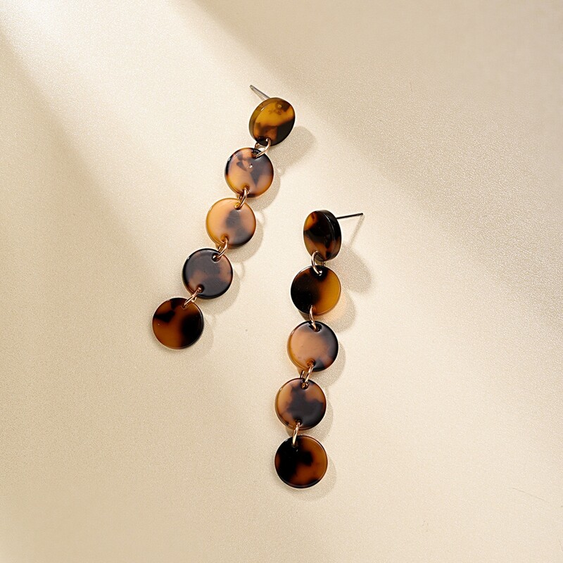 

Round Resin Drop Earrings 1pair, Multicolor