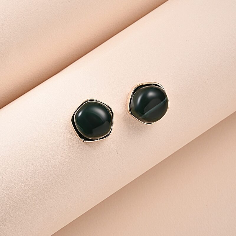 

1pair Gemstone Stud Earrings, Green