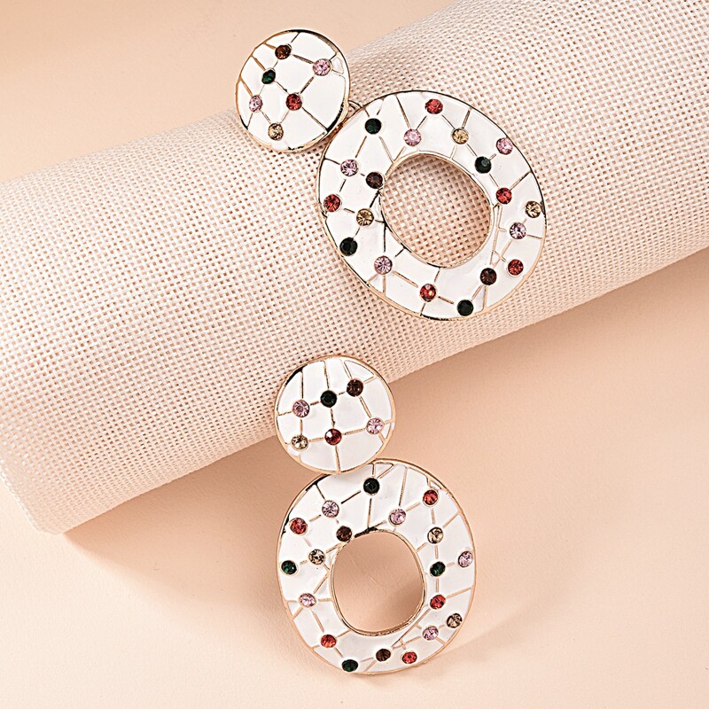 

Rhinestone Geo Drop Earrings 1pair, Multicolor