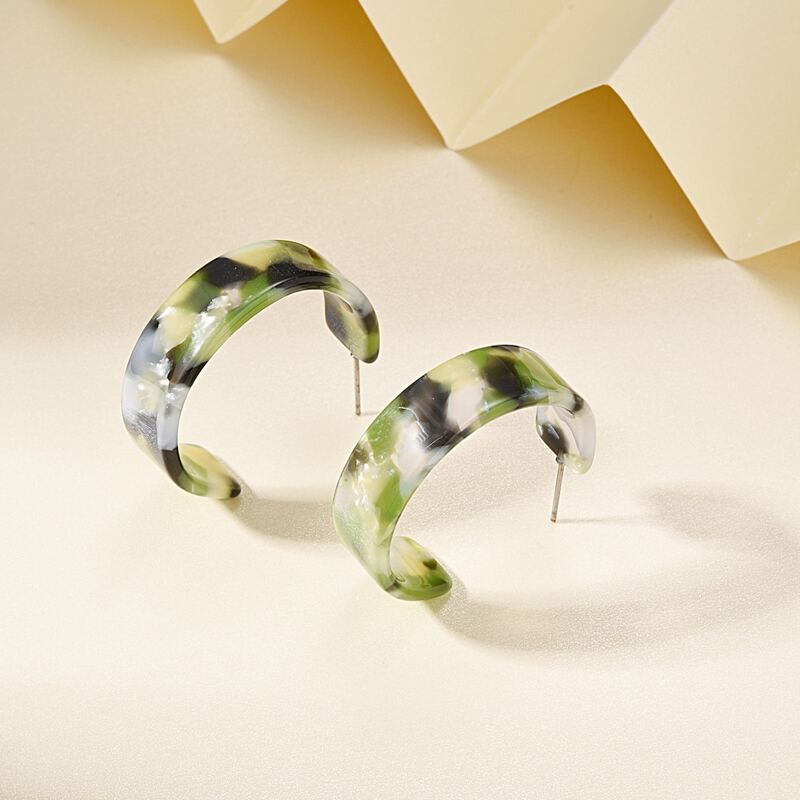 

Marble Pattern Hoop Earrings 1pair, Multicolor