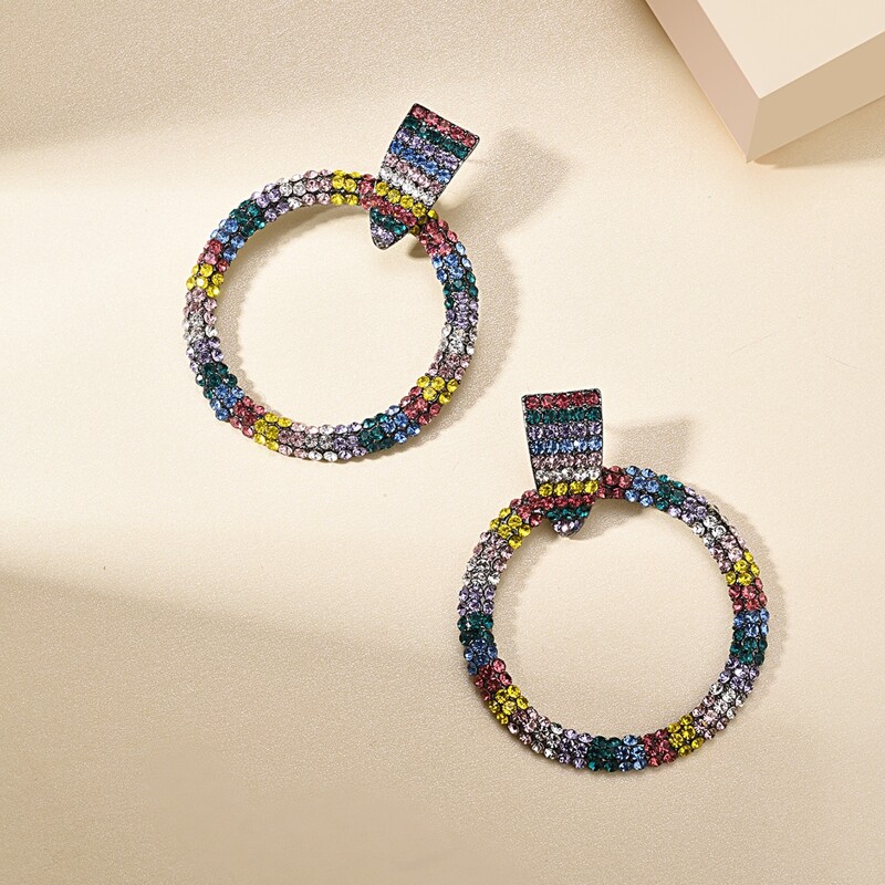 

Colorful Rhinestone Drop Earrings 1pair, Multicolor
