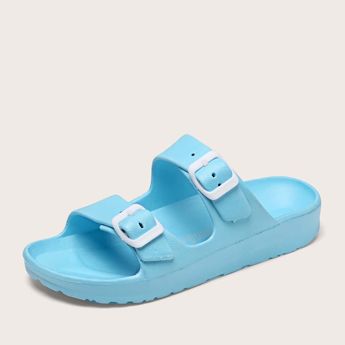 

Double Buckle Strap Sliders, Blue
