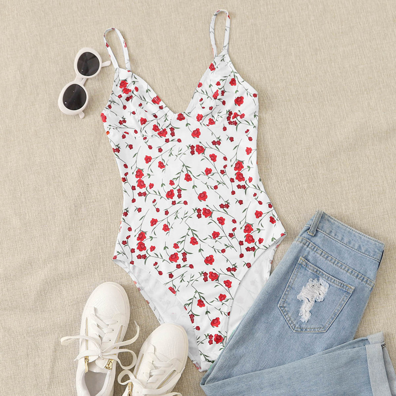 

Floral Print Cami Bodysuit, Multicolor