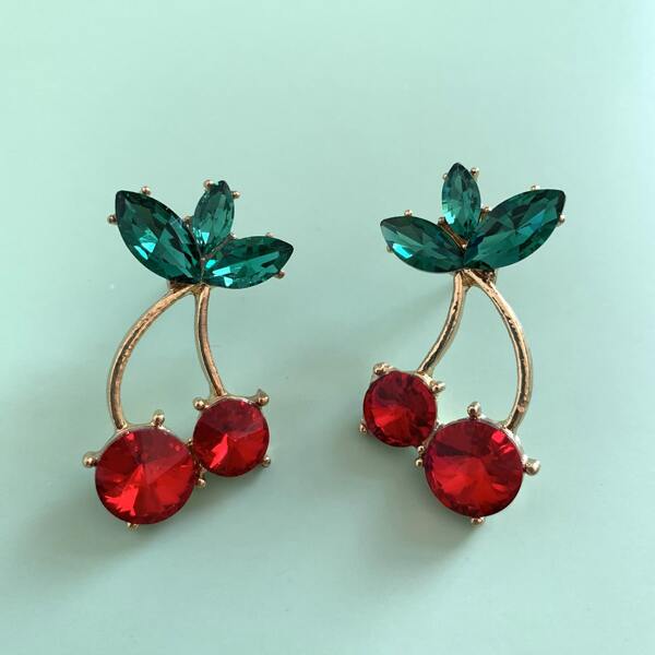 

Cherry Design Stud Earrings, Multicolor