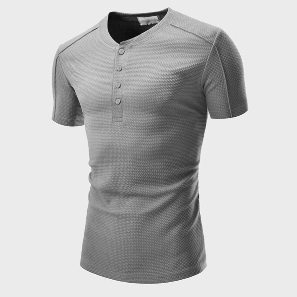 

Men Button Half Front Tee, Grey