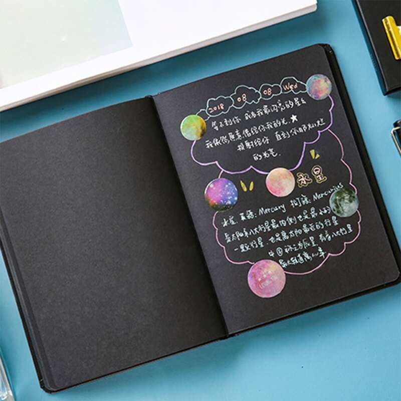 

1pc Random Star Print Notebook, Black