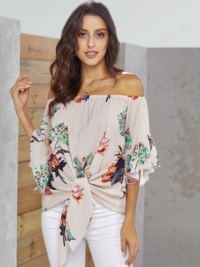 Bardot Tie Front Floral Blouse
