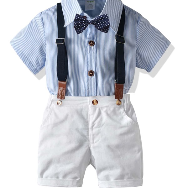 

Toddler Boys Striped Bow Front Shirt & Pinafore Shorts, Multicolor