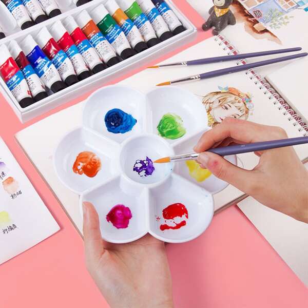 

1pc Plastic Art Painting Palette, White