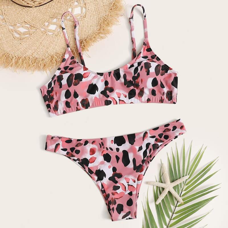 

Leopard High Leg Bikini Swimsuit, Multicolor