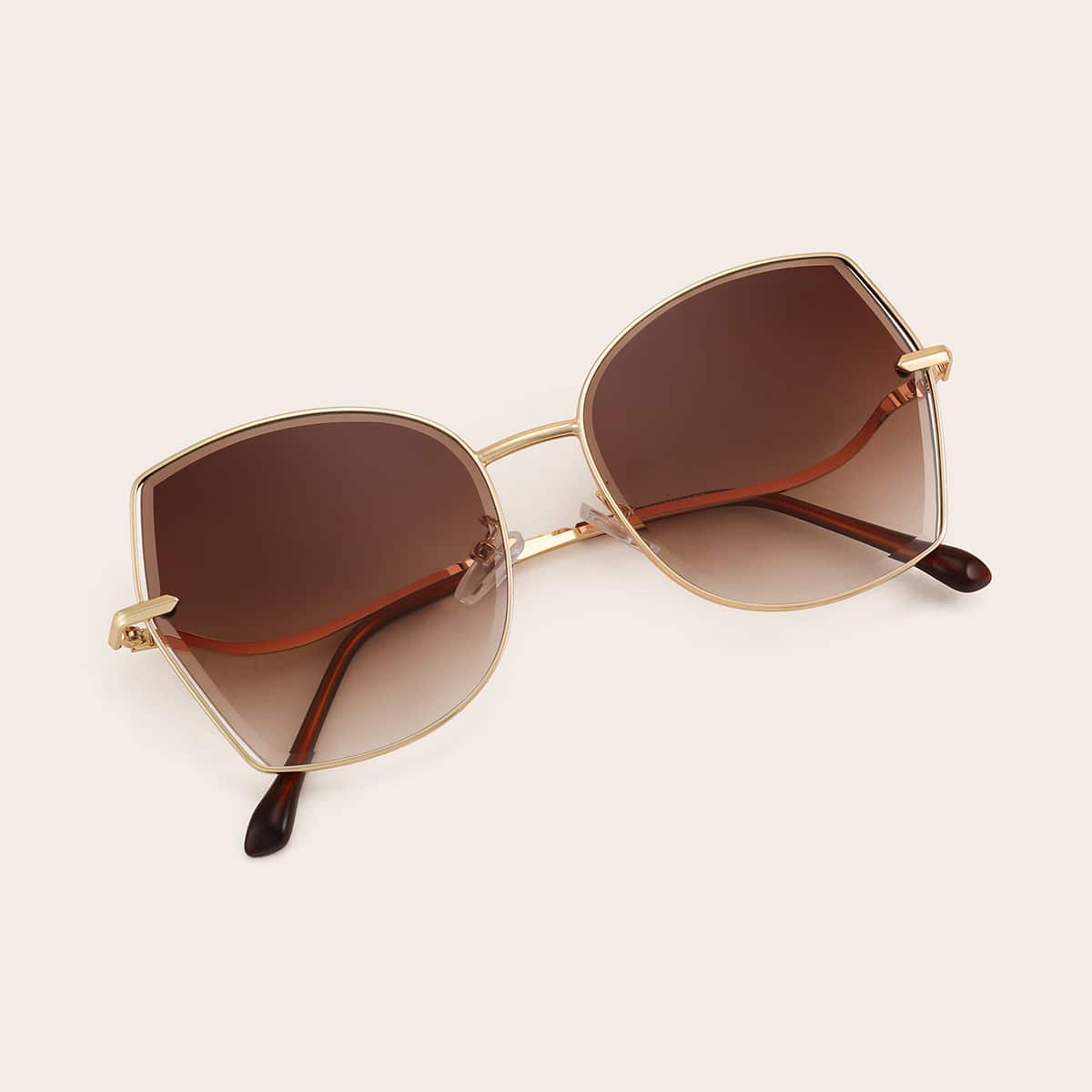 

Irregular Metal Frame Sunglasses, Brown