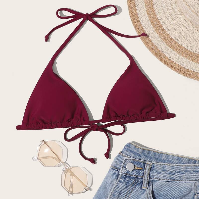 

Tie Back Triangle Bikini Top, Burgundy