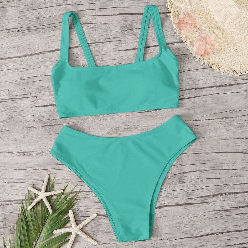 

Square Neck Bikini Swimsuit, Green