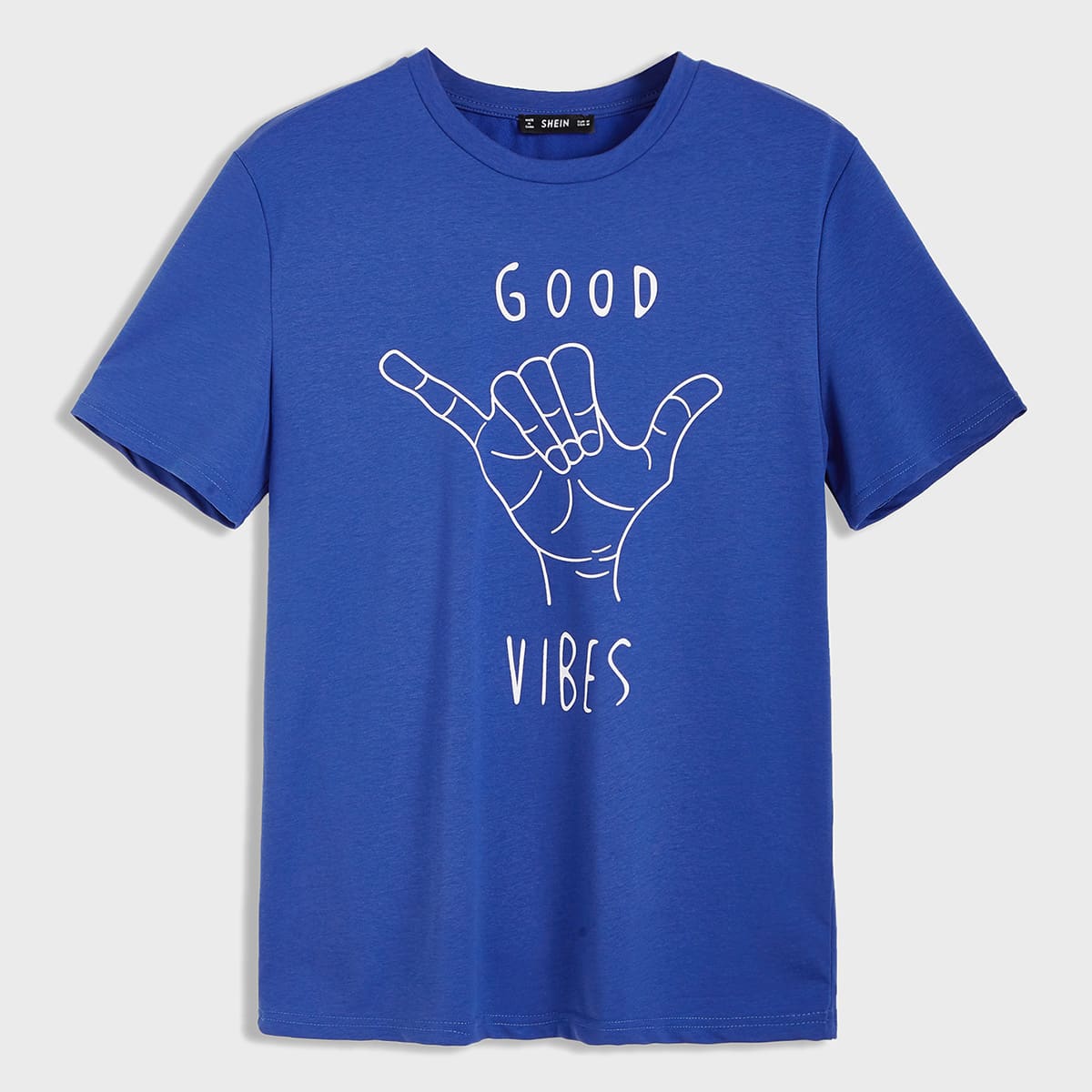 

Guys Slogan and Gesture Print Tee, Blue