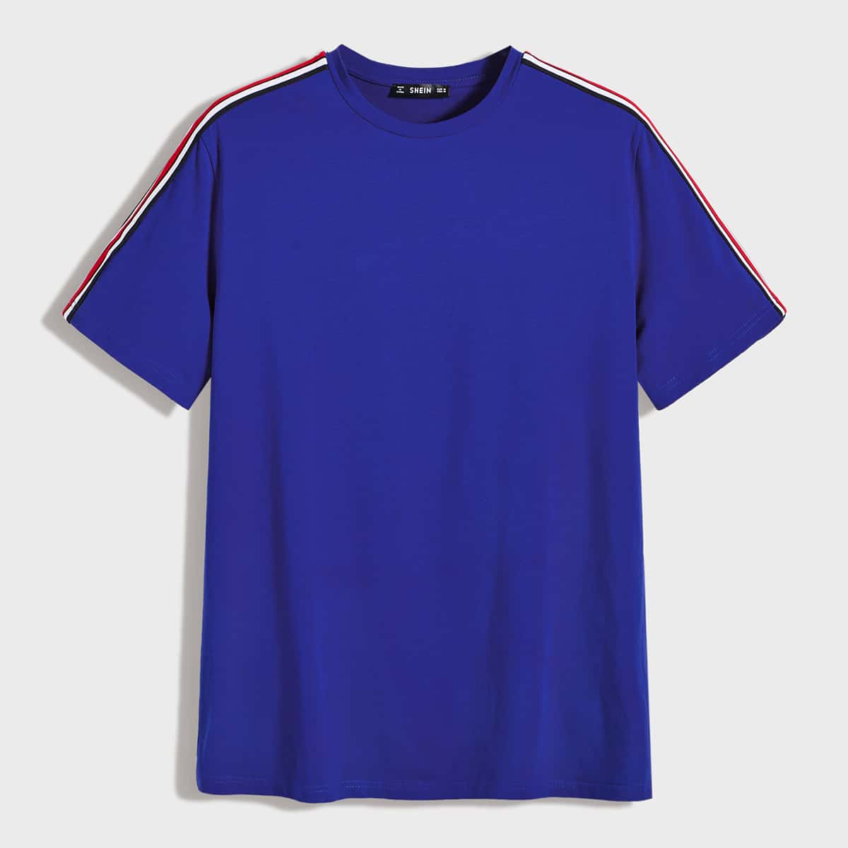 

Guys Contrast Striped Tape Detail Tee, Blue
