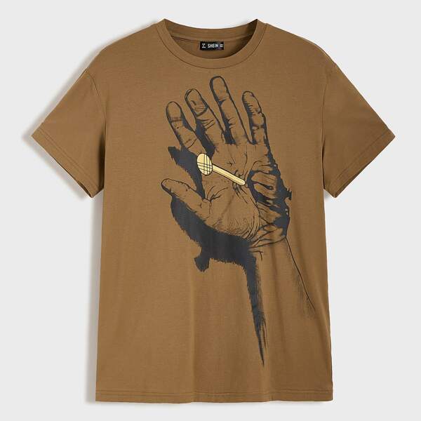 

Men Nail and Hand Print Top, Brown