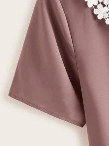 SHEIN 緹花蕾絲皮特潘領上衣