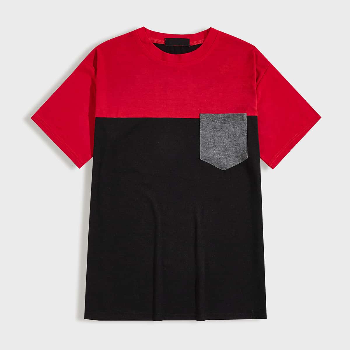 

Guys Colorblock Patched Pocket Tee, Black