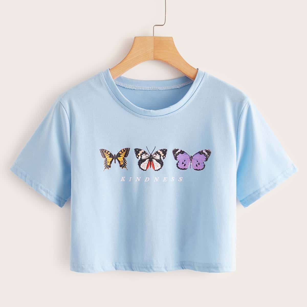 

Butterfly Print Blue Tee