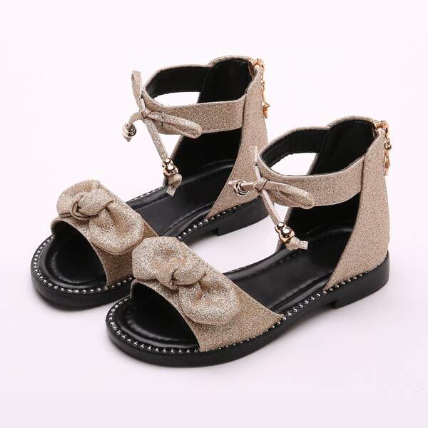 

Girls Bow Decor Sandals, Gold