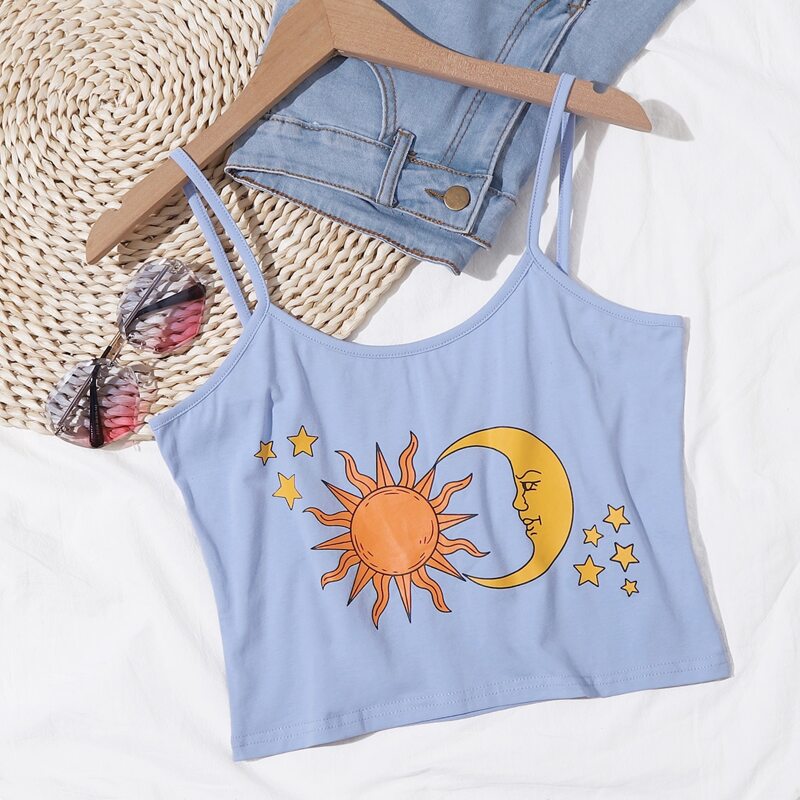 

Sun & Moon Graphic Cami, Blue