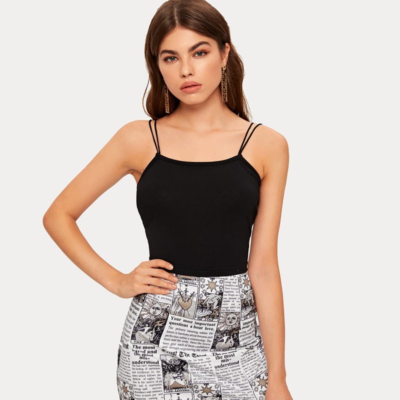 

Criss Cross Crop Cami, Black