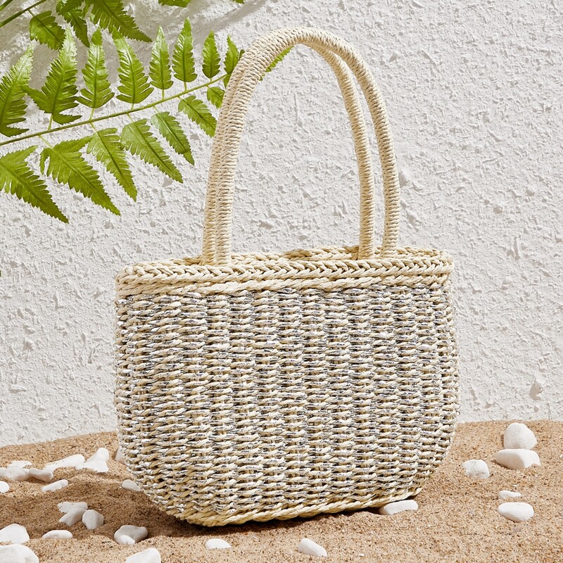 

Woven Tote Bag, Khaki