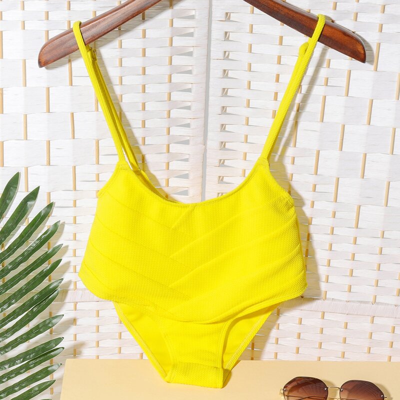 

Textured Suspender Bikini Panty, Yellow