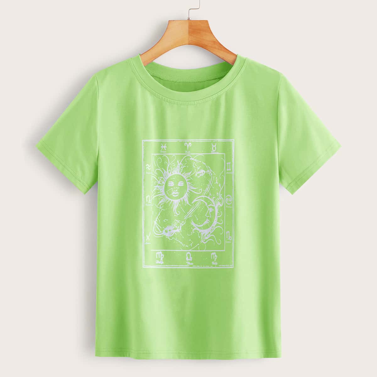 

Sun & Moon Graphic Green Tee