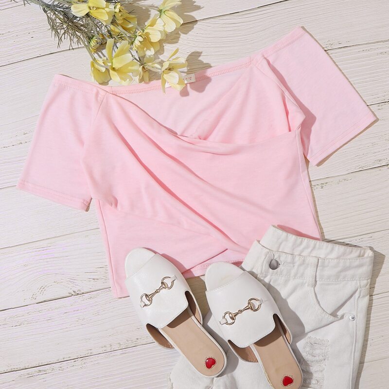 

Surplice Pink Crop Tee