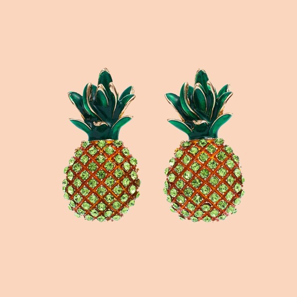 

Pineapple Design Stud Earrings, Multicolor