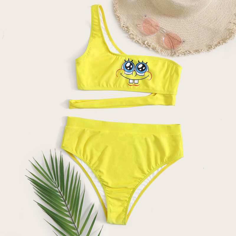 

High Waist Bikini Swimsuit, Yellow