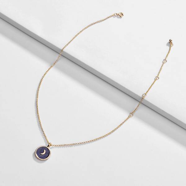 

1pc Moon Pendant Necklace, Multicolor