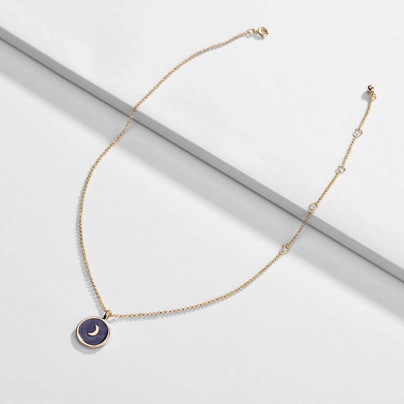 

1pc Moon Pendant Necklace, Multicolor