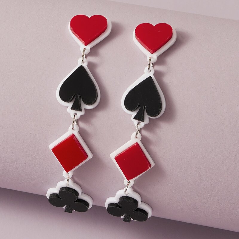 

1pair Colorblock Heart Drop Earrings, Multicolor