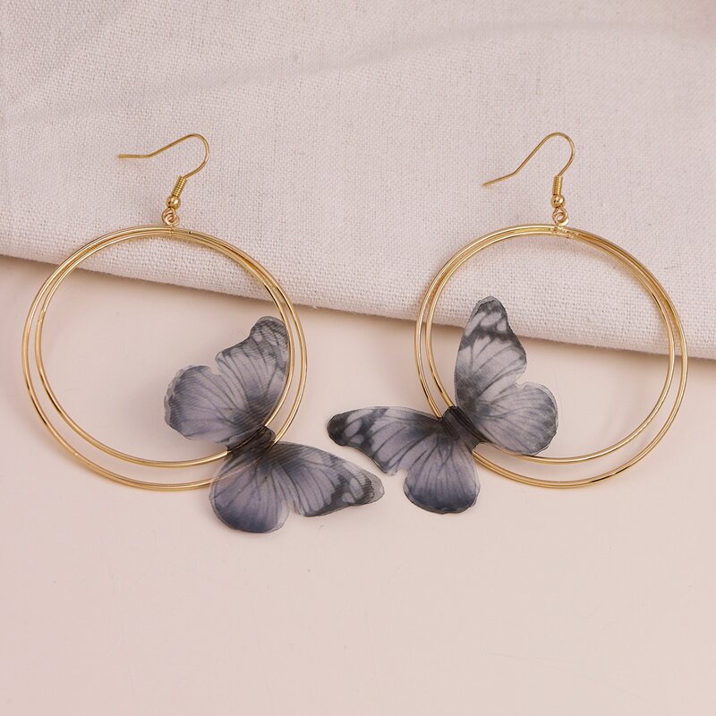 

Butterfly Decor Drop Earrings, Gold