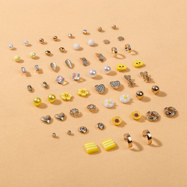 

Duck & Flower Stud Earrings 30pairs, Multicolor