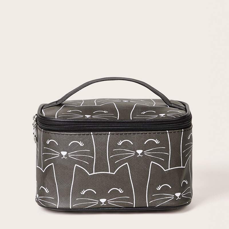 

Cartoon Graphic Makeup Bag, Black