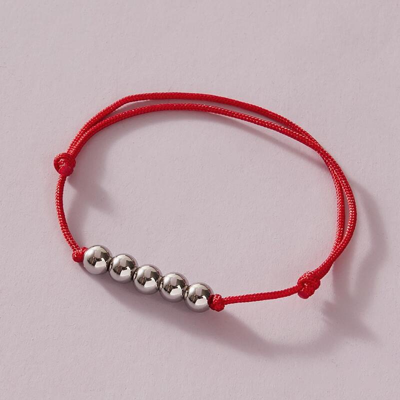 

1pc Beaded Code Bracelet, Red