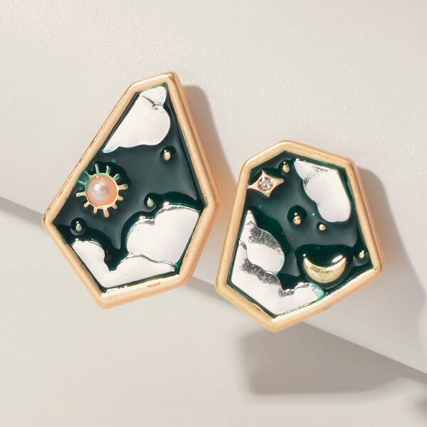 

1pair Geometric Shape Earrings, Multicolor